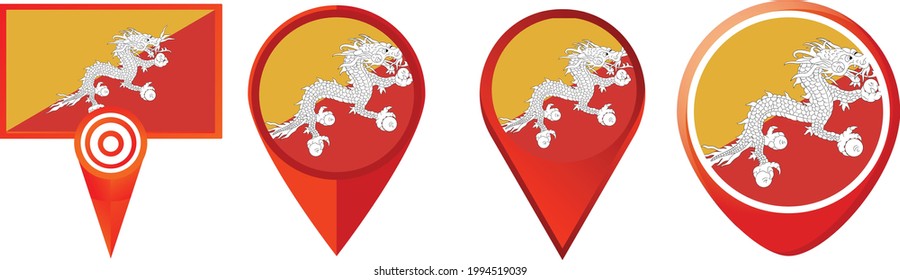 Icono de la bandera de Bután . conjunto de iconos web . colección de iconos. Ilustración vectorial simple.