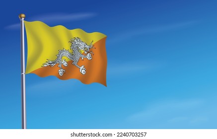 Bandera de Bután para ilustración vectorial del Día de la Independencia