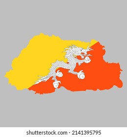 Bhutan flag inside the Bhutanese map borders vector illustration 