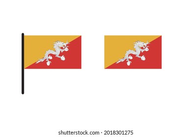 Bandera de Bután aislada de fondo blanco