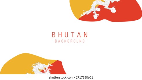 Bhutan flag map background. The flag of the country in the form of borders. Stock vector illustration isolated on white background.