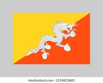 Bhutan flag, official colors and proportion. Vector illustration.