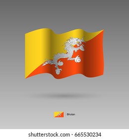 Bhutan flag. Official colors and proportion correctly. High detailed vector illustration. 3d and isometry. EPS10