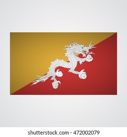 Bhutan flag on a gray background. Vector illustration