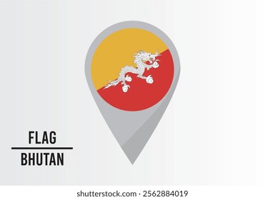 Bhutan Flag on Location Pin. vector illustration