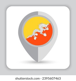 Bhutan Flag Pin Map Icon
