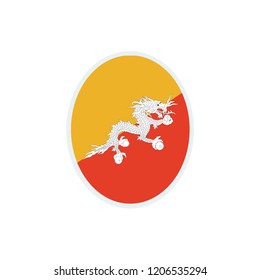 Bhutan flag. Bhutan round flag.