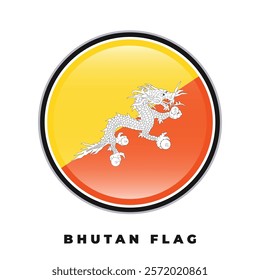 Bhutan flag round design circle vector template