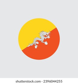 Icono, botón o botón de la bandera de Bután. Símbolo nacional de Bután. Ilustración vectorial.