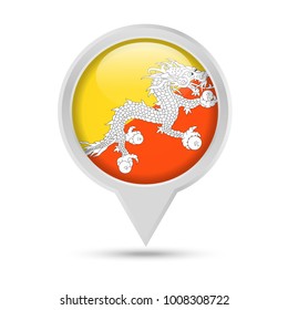 Bhutan Flag Round Pin Vector Icon - Illustration