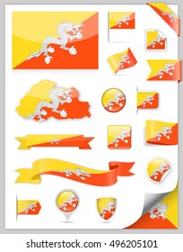 Bhutan Flag Set - Vector Collection