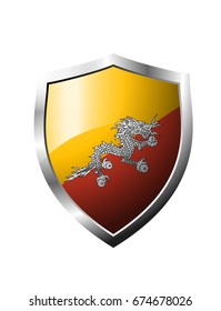 bhutan flag Shield sign vector