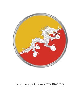 Bhutan flag with silver frame vector design