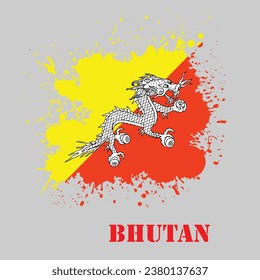 Bhutan flag splash design, cool vector 