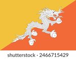 Bhutan flag. Standard color. Standard size. A rectangular flag. Icon design. Computer illustration. Digital illustration. Vector illustration.