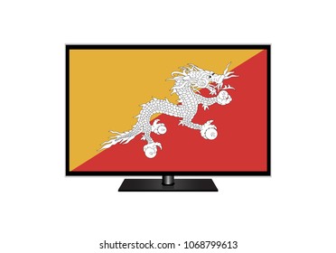 Bhutan Flag Of Television,Vector Illustration, Isolate On White Background Icon. EPS10