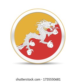 Bhutan flag vector in button design. Eps 10 vector illustration.