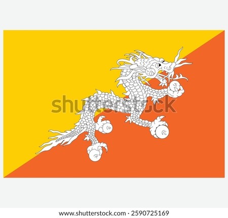 Bhutan Flag Vector Design , Bhutan Flag EPS