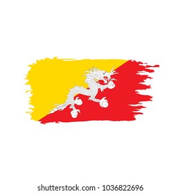 Bhutan flag, vector illustration on a white background
