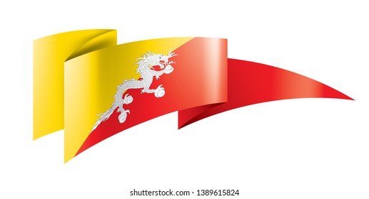 Bhutan flag, vector illustration on a white background