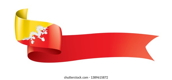 Bhutan flag, vector illustration on a white background
