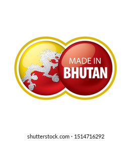 Bhutan flag, vector illustration on a white background