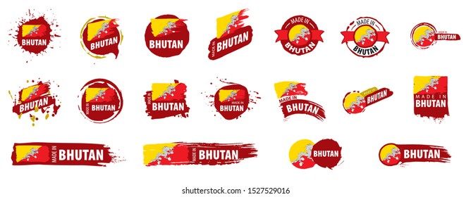 Bhutan flag, vector illustration on a white background