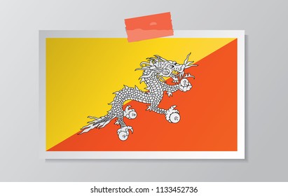 bhutan flag vector with plaster