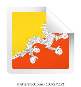 Bhutan Flag Vector Square Corner Paper Icon - Illustration