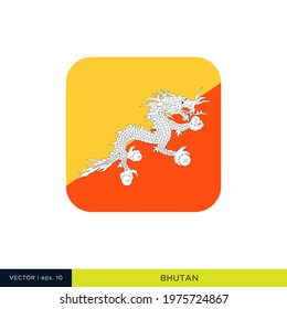 Bhutan Flag Vector Stock Illustration Design Template. Rounded Square Shape.