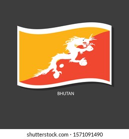 Bhutan flag Vector waving with flags.