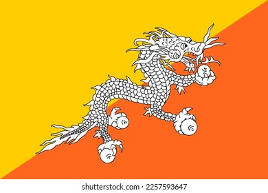 Bhutan   flag wave  isolated  on png or transparent background