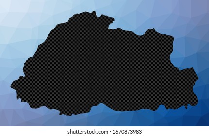 Bhutan geometric map. Stencil shape of Bhutan in low poly style. Captivating country vector illustration.
