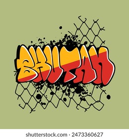 Bhutan Graffiti Letter Using Flag Colors Inspiration Vector Design 