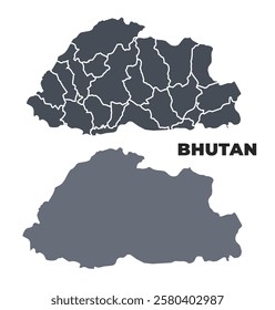 Bhutan grey political map simple flat illustration set