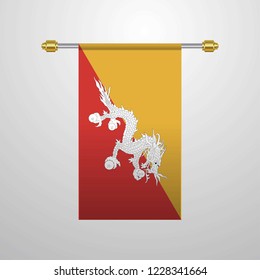 Bhutan hanging Flag