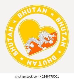 Bhutan heart flag badge. From Bhutan with love logo. Support the country flag stamp. Vector illustration.