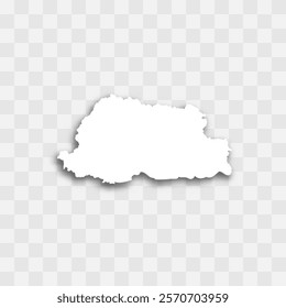 Bhutan high detailed vector representation of country silhouette. White color on transparent background with dropped shadow. For educational, decorative, or informational use.