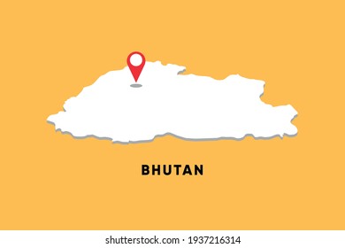 
Mapa isométrico de Bután con diseño de ilustración vectorial de icono de ubicación