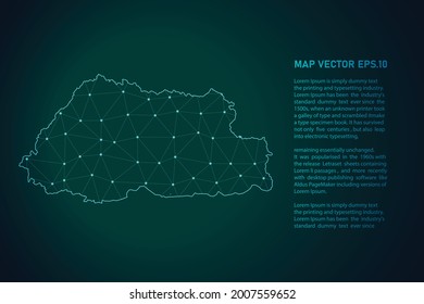 bhutan map. Abstract mash line and point scales on dark background . 3D mesh polygonal network line, design sphere, dot and structure. Vector illustration eps 10.