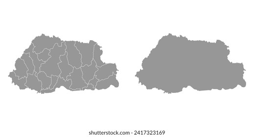 Mapa de Bután con divisiones administrativas.
