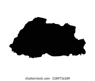 Bhutan Map. Bhutanese Country Map. Black and White National Outline Border Boundary Shape Geography Territory EPS Vector Illustration Clipart