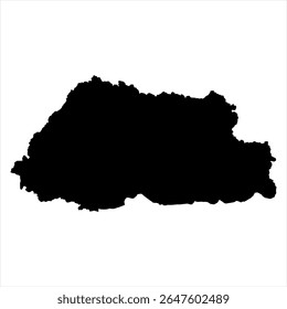 Bhutan Map - black World Map International vector template with High detailed isolated on white background - Vector