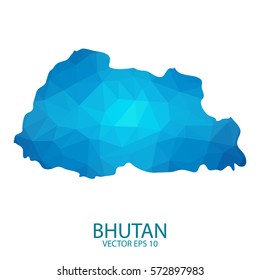 Bhutan map - blue geometric rumpled triangular low poly style gradient graphic background , polygonal design for your . Vector illustration eps 10.