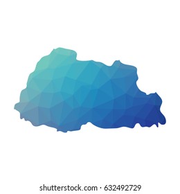 Bhutan map - blue geometric rumpled triangular low poly style gradient graphic background , polygonal design for your . Vector illustration eps 10.