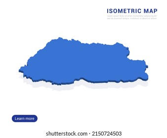 Bhutan map blue isolated on white background with 3d isometric vector illustration.