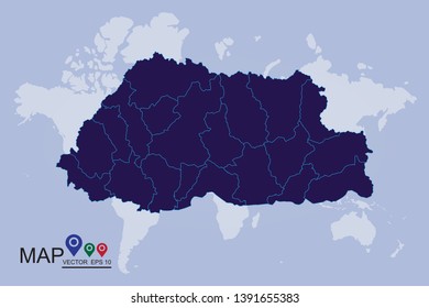 Bhutan map - blue pastel graphic background - Vector