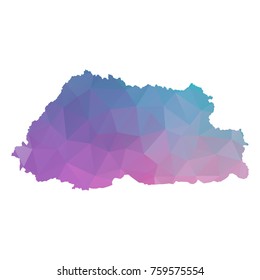 bhutan map. Blue and Pink polygonal shape vector illustration on white background. Vector illustration eps 10.