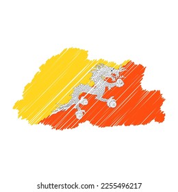 Esbozo dibujado a mano en el color del mapa de Bután. Indicador de ilustración de concepto vectorial, mapa de garabatos. Mapa de país para infografía, folletos y presentaciones aisladas en fondo blanco. Ilustración vectorial.