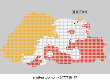 Bhutan map design flag Bhutan square, white background.